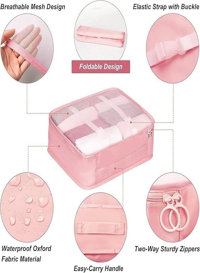 Shrevi 7-in-1 Travel Organizer Set I Polyester 3 Packing Cubes, 3 Pouches, with Shoe Bag I Waterproof, Lightweight I for Travel Space Saver Laundry Luggage Makeup Accessories (Pink) - Image 3